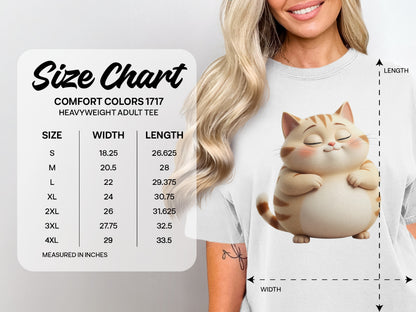 Comfort Colors 1717 heavyweight adult tee size chart with measurements.