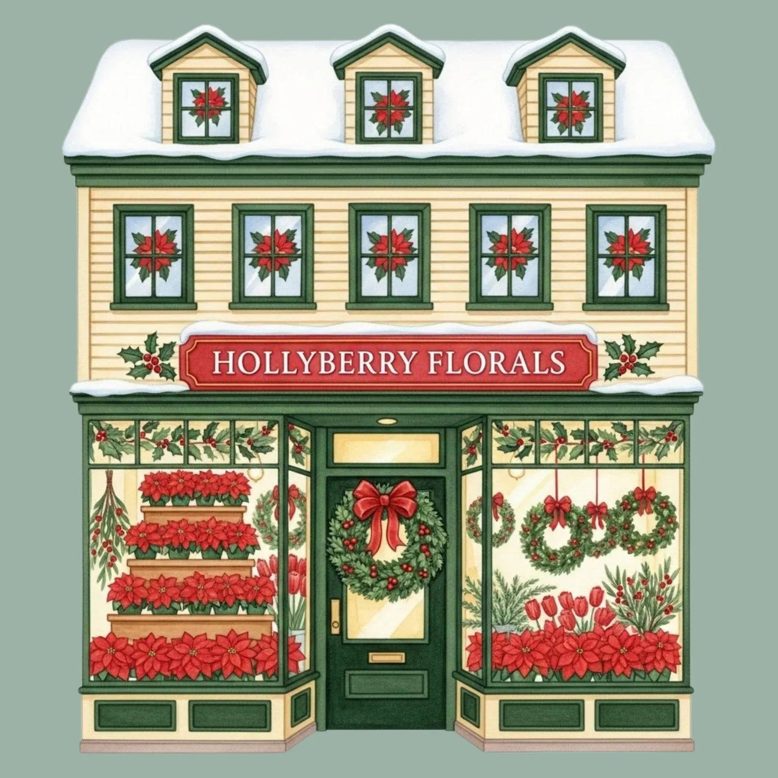 Christmas Village Watercolor Clipart Bundle | 12 PNG Designs