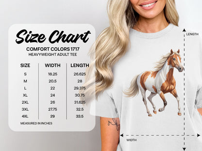 Comfort Colors 1717 heavyweight adult tee size chart in inches.