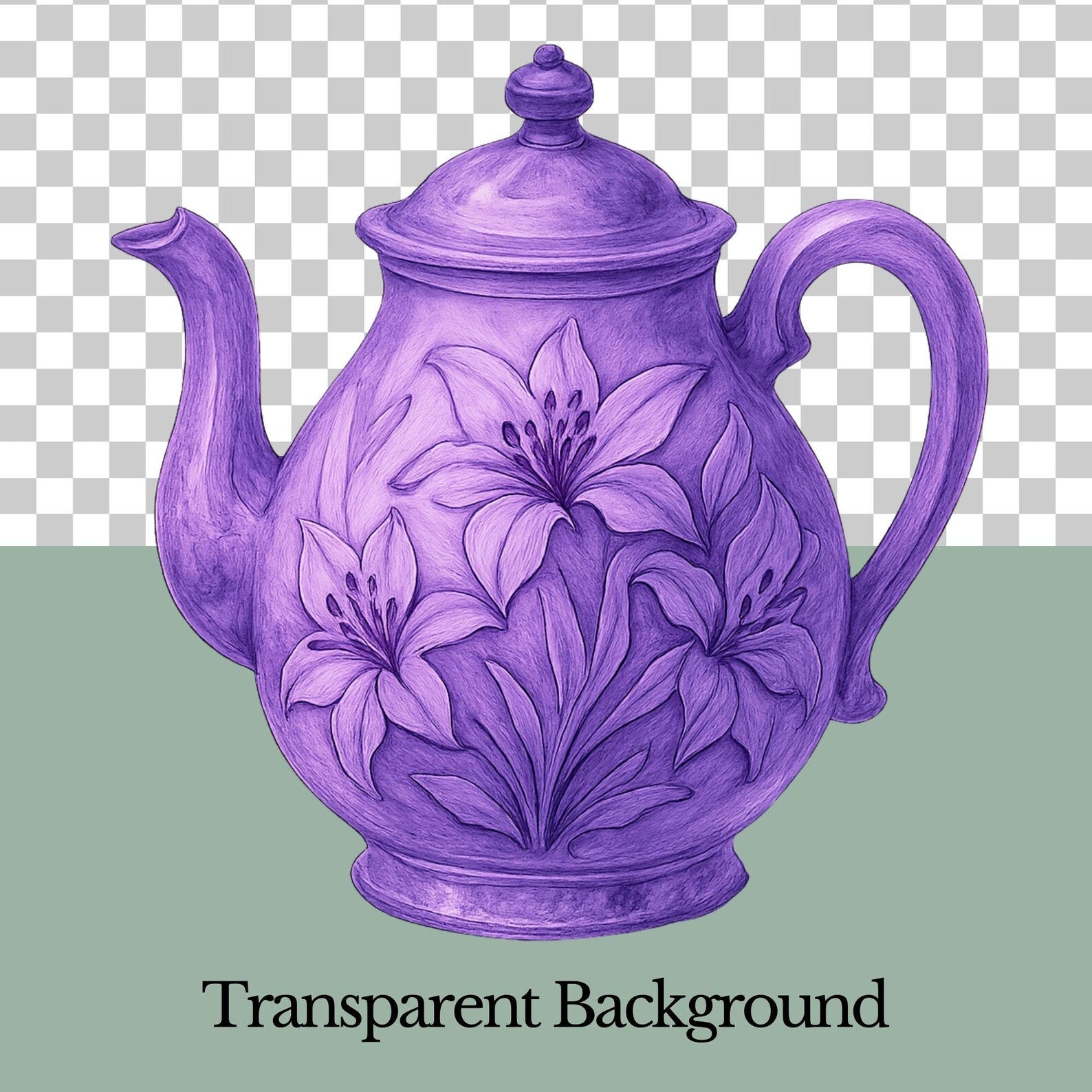 Purple Teapots Clipart Bundle