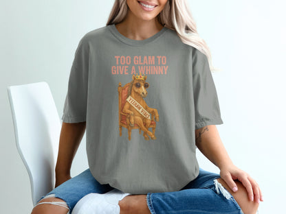 T-shirt with a cartoon horse wearing sunglasses and a crown, saying "YEENAW VIBES".