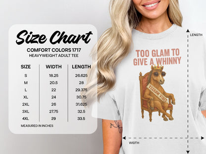 Comfort Colors size chart for heavyweight adult tee, with measurements.