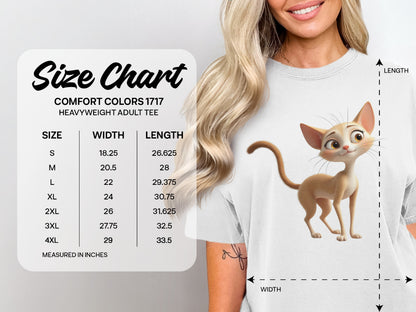Comfort Colors 1717 heavyweight adult tee size chart with measurements in inches.