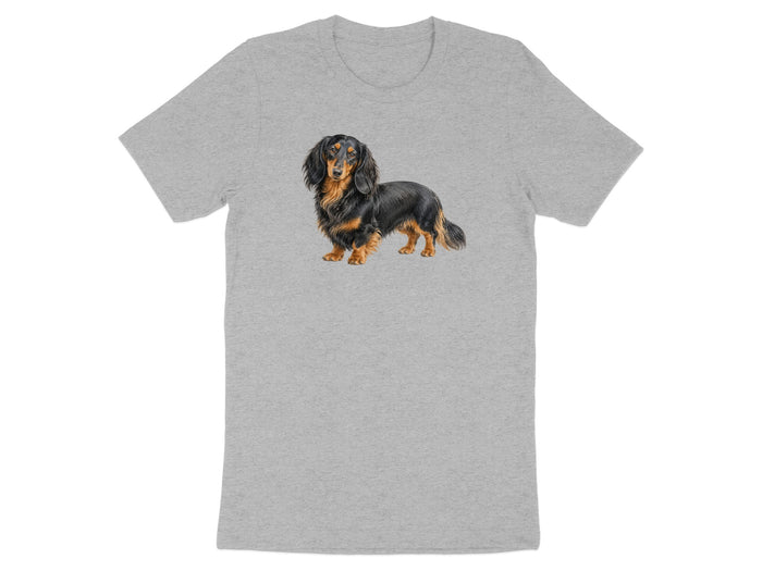 Black & Tan Long-Haired Dachshund Watercolor T-Shirt