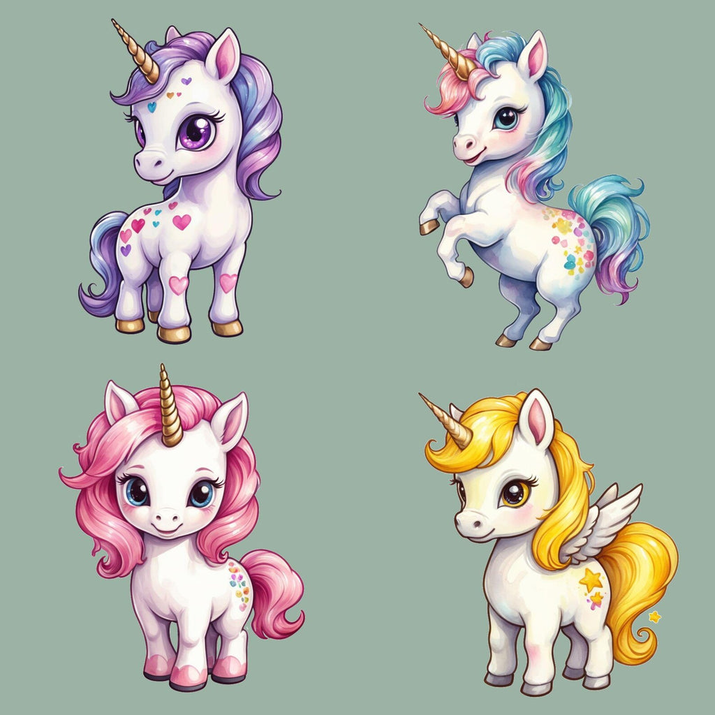 Watercolor Unicorn Clipart Bundle | 12 PNG Designs