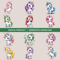 Watercolor Unicorn Clipart Bundle | 12 PNG Designs