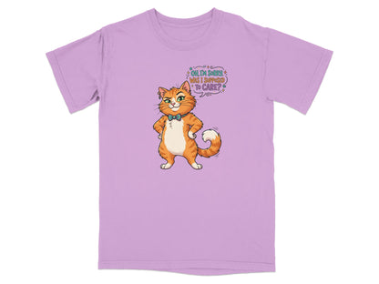 Orange cat with sassy expression and text bubble saying "Oh, I'm sorry, was I supposed to care?"