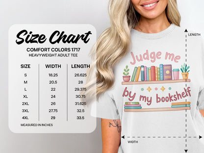 Comfort Colors 1717 heavyweight adult tee size chart with measurements.