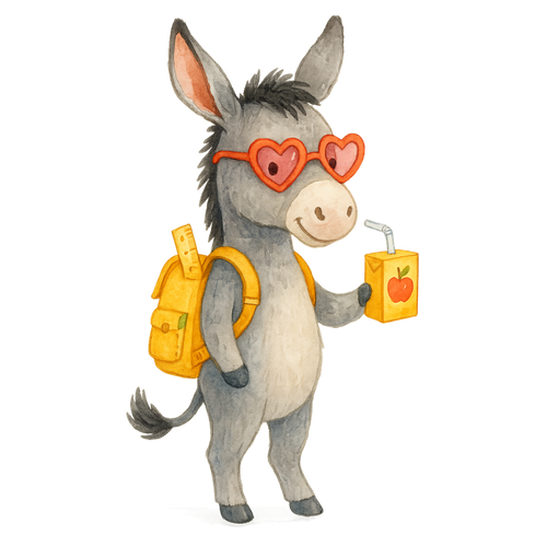 Back-to-school critter with classroom supplies