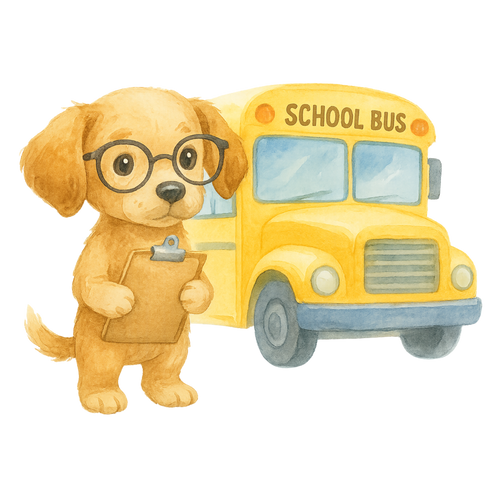 Cute back-to-school watercolor animal clipart