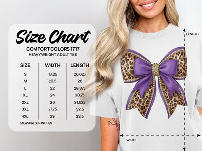 Comfort Colors 1717 heavyweight adult tee size chart with measurements in inches.
