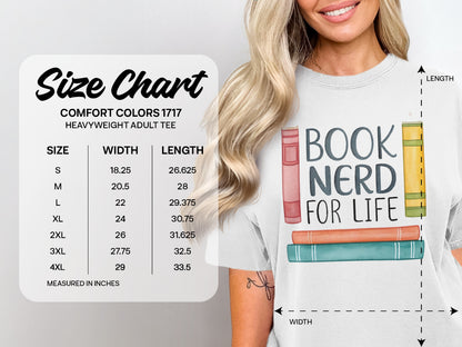 Comfort Colors 1717 size chart for heavyweight adult tees.