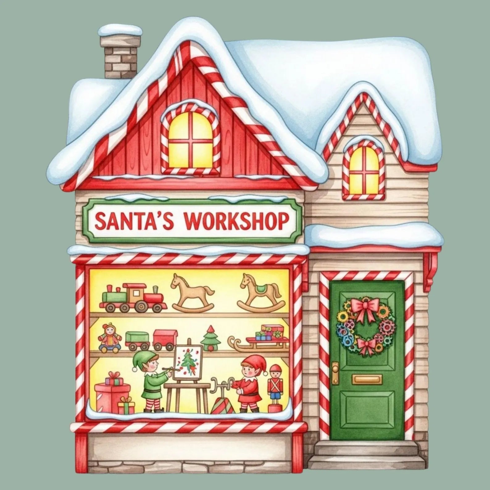 Christmas Village Watercolor Clipart Bundle | 12 PNG Designs