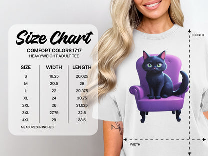 Comfort Colors heavyweight adult tee size chart with measurements in inches.