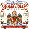 Holly Jolly Christmas Village clipart bundle – image 1
