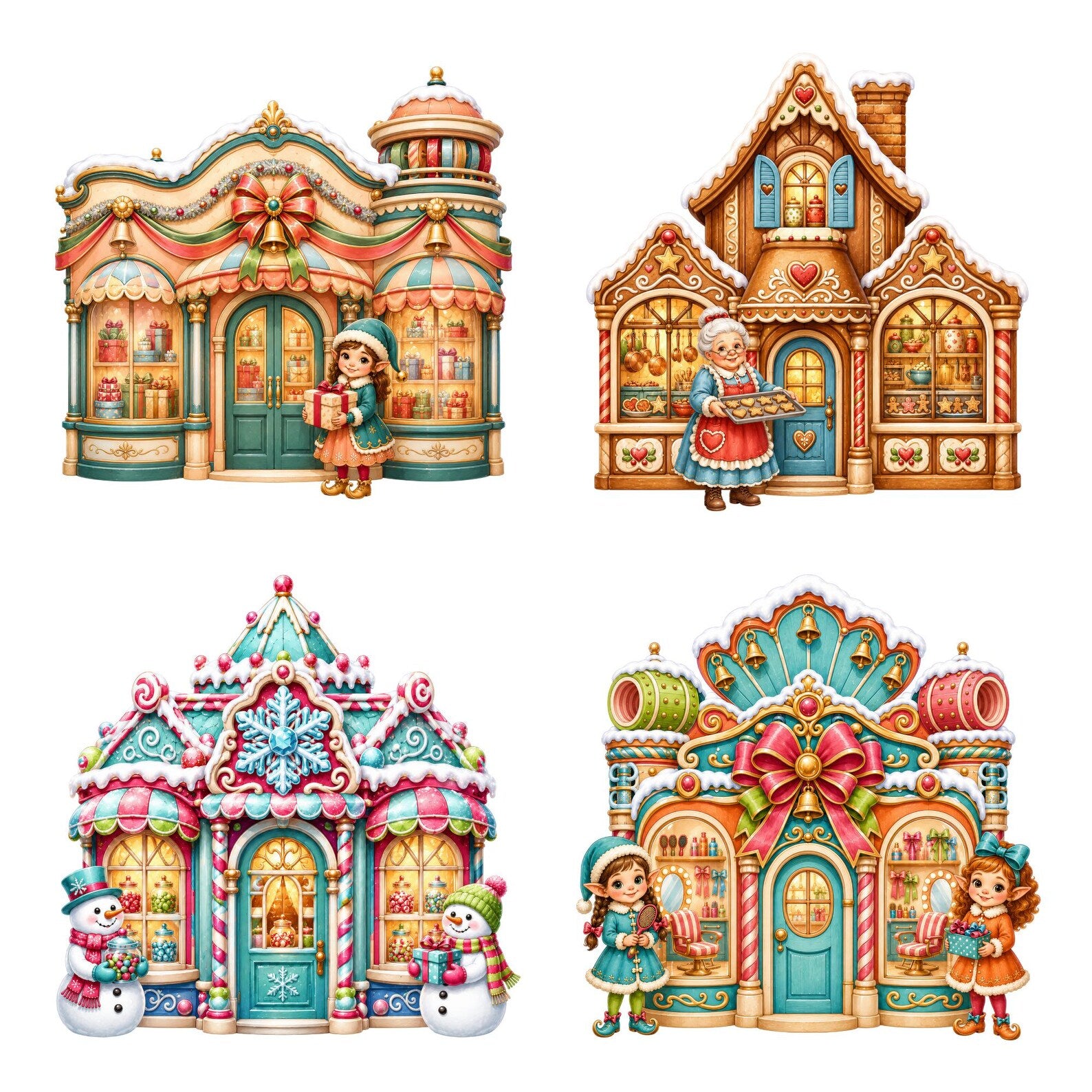 Holly Jolly Christmas Village clipart bundle – image 4