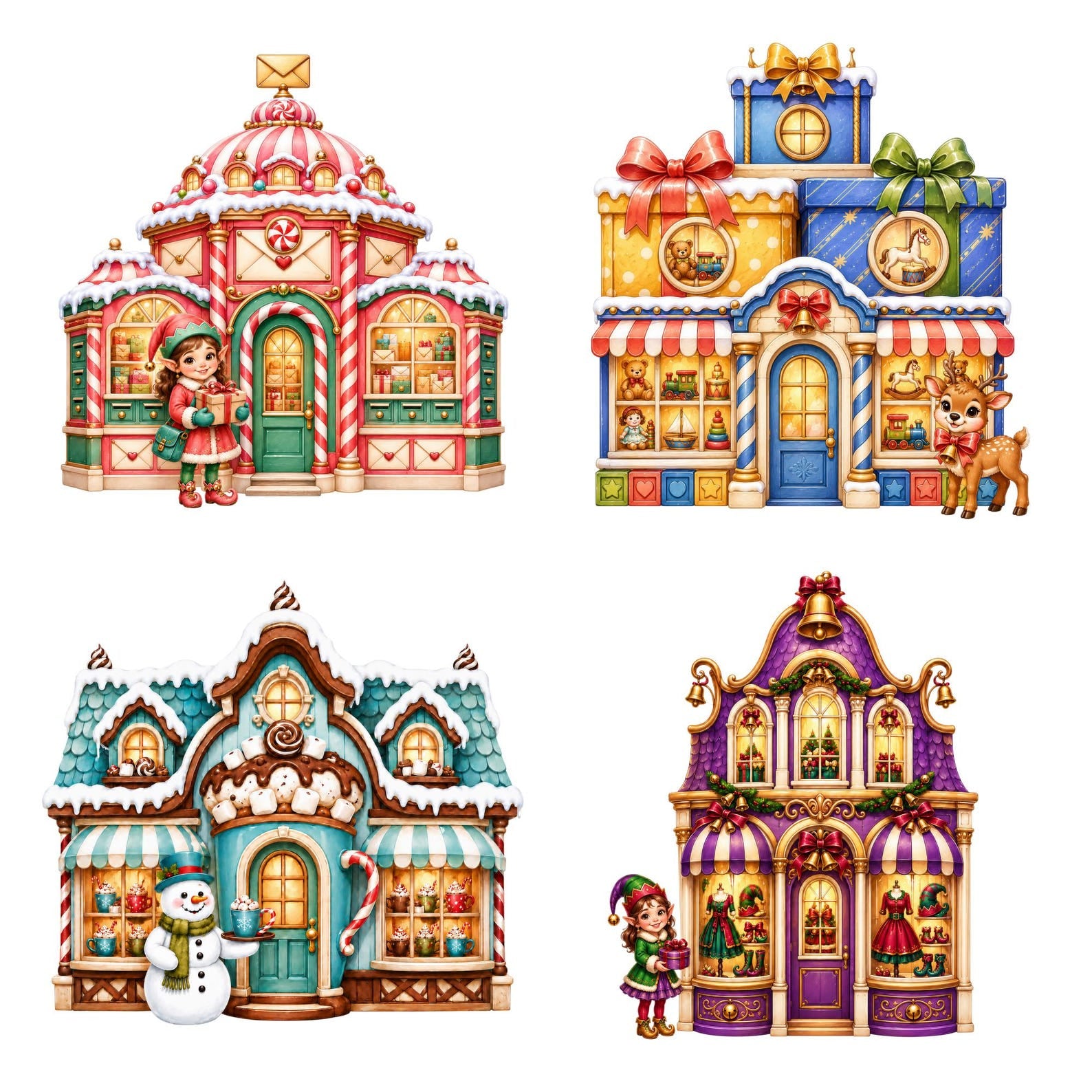 Holly Jolly Christmas Village clipart bundle – image 5