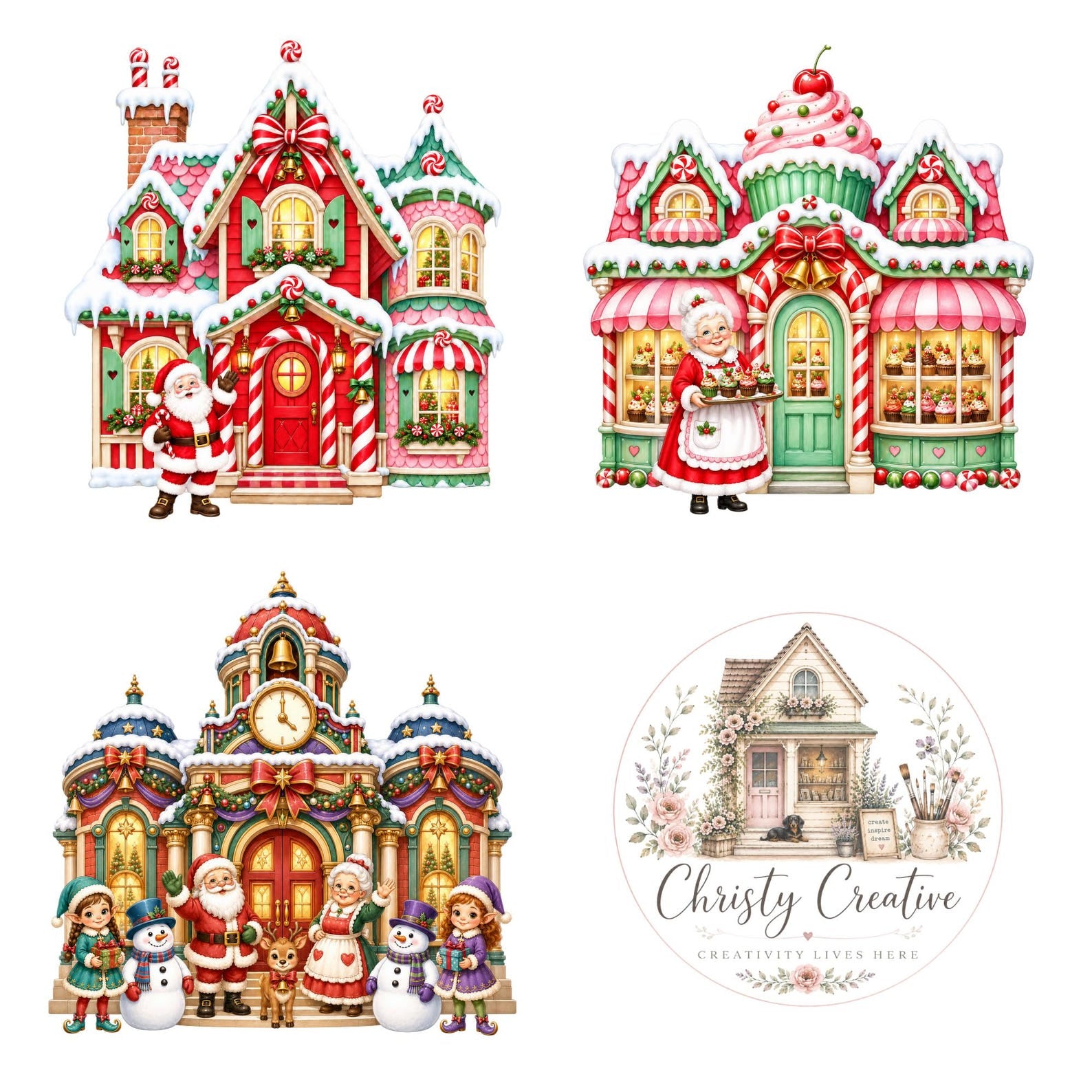 Holly Jolly Christmas Village clipart bundle – image 6