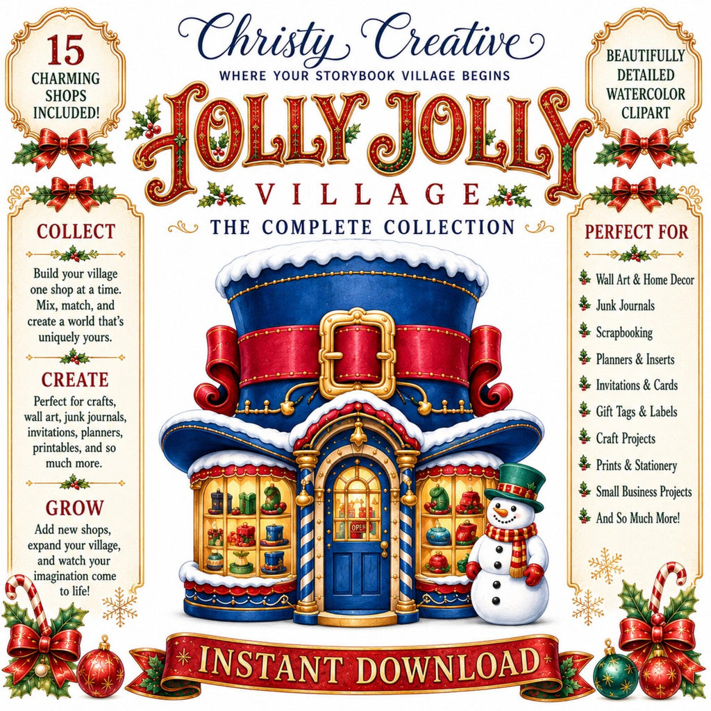 Holly Jolly Christmas Village clipart bundle – image 7