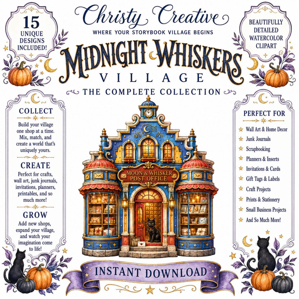Black Cat Halloween Village clipart bundle – image 7