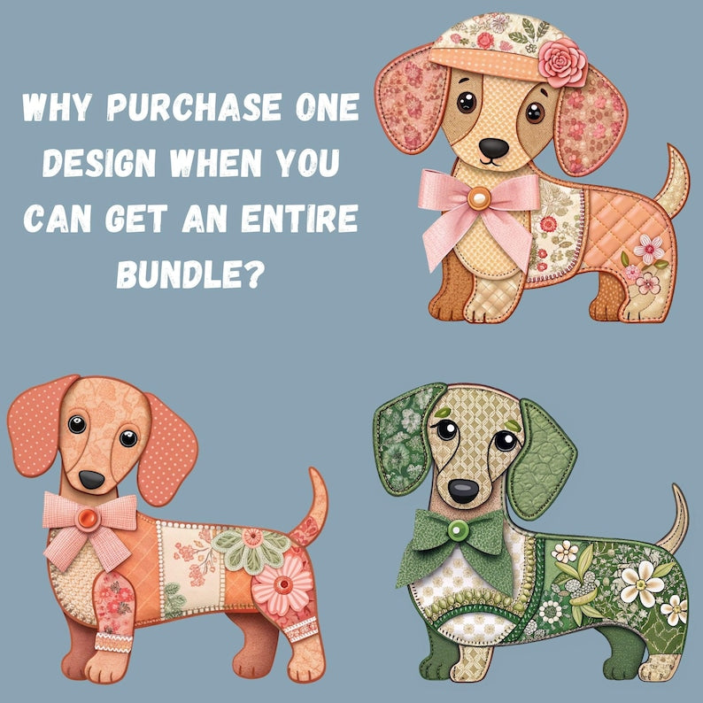 Patchwork dachshund clipart bundle preview