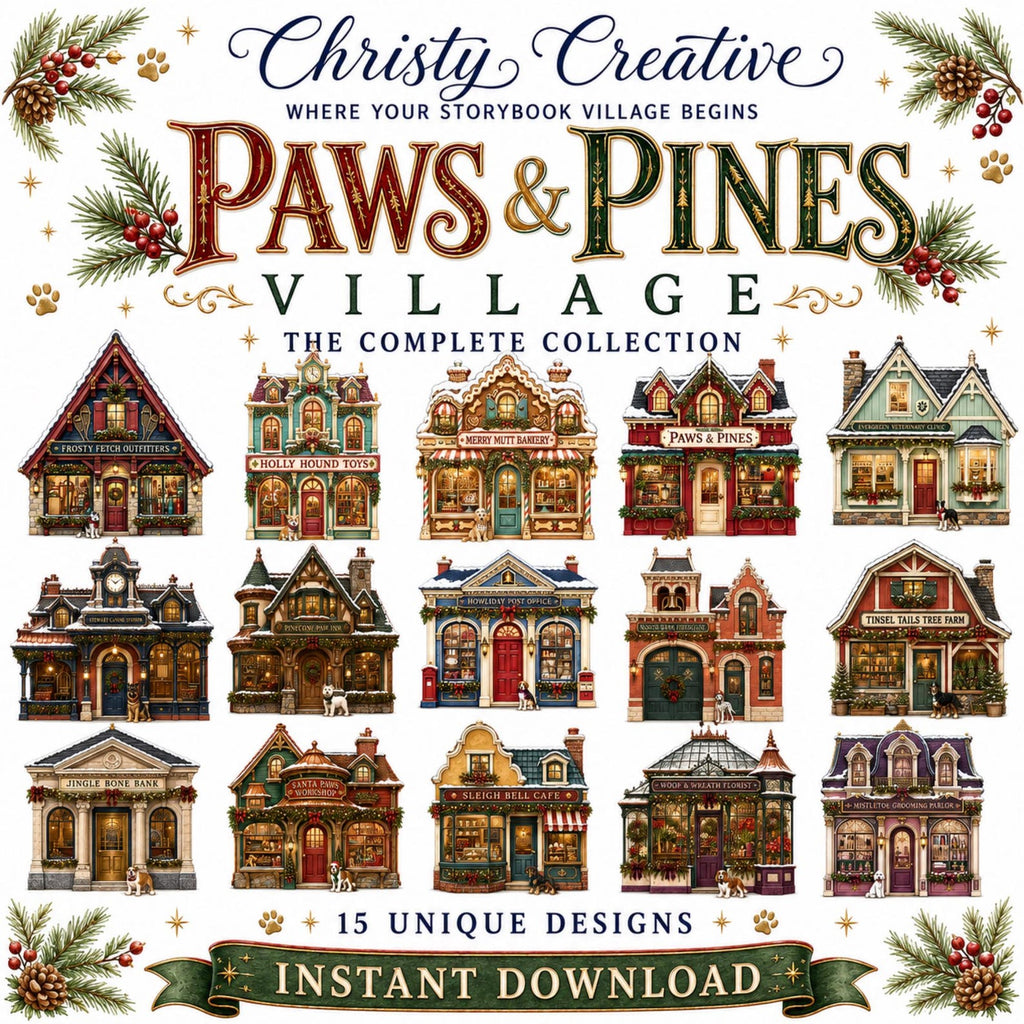 Christmas Dog Village clipart bundle – image 2