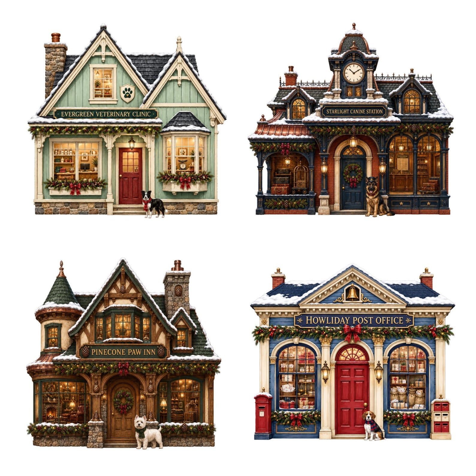 Christmas Dog Village clipart bundle – image 4