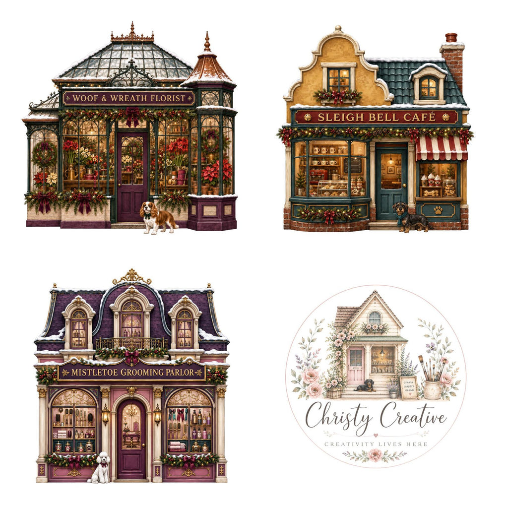 Christmas Dog Village clipart bundle – image 6