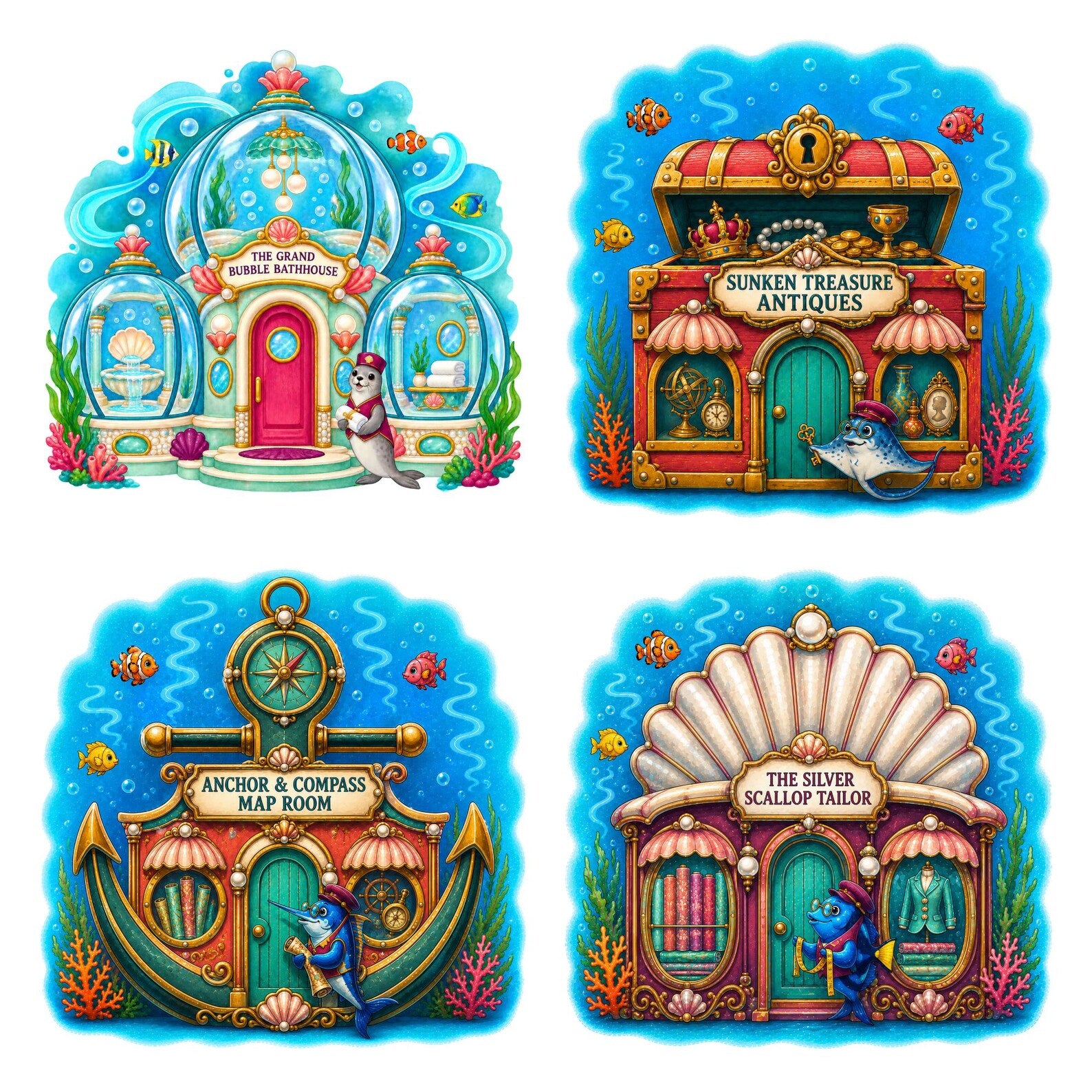 Underwater Village clipart bundle – image 5
