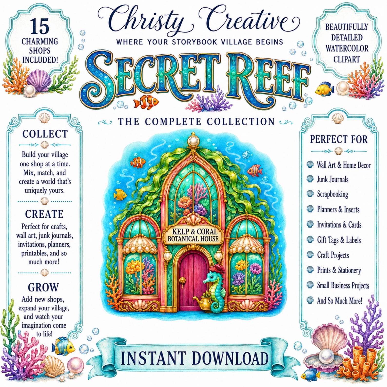 Underwater Village clipart bundle – image 7