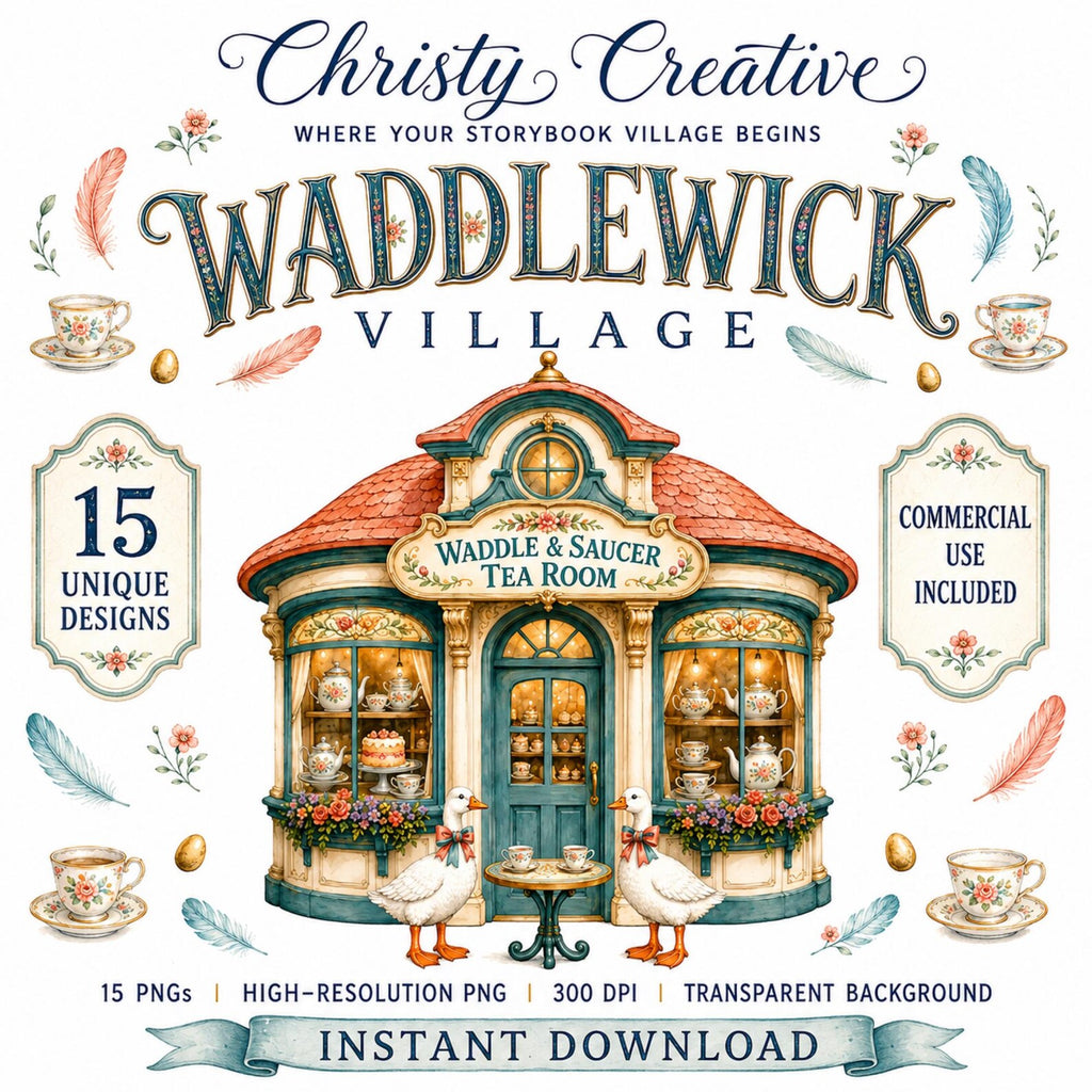 Whimsical Goose Village clipart bundle – image 1
