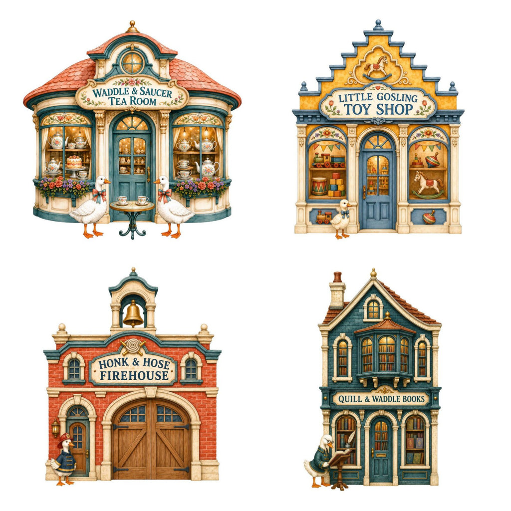 Whimsical Goose Village clipart bundle – image 3