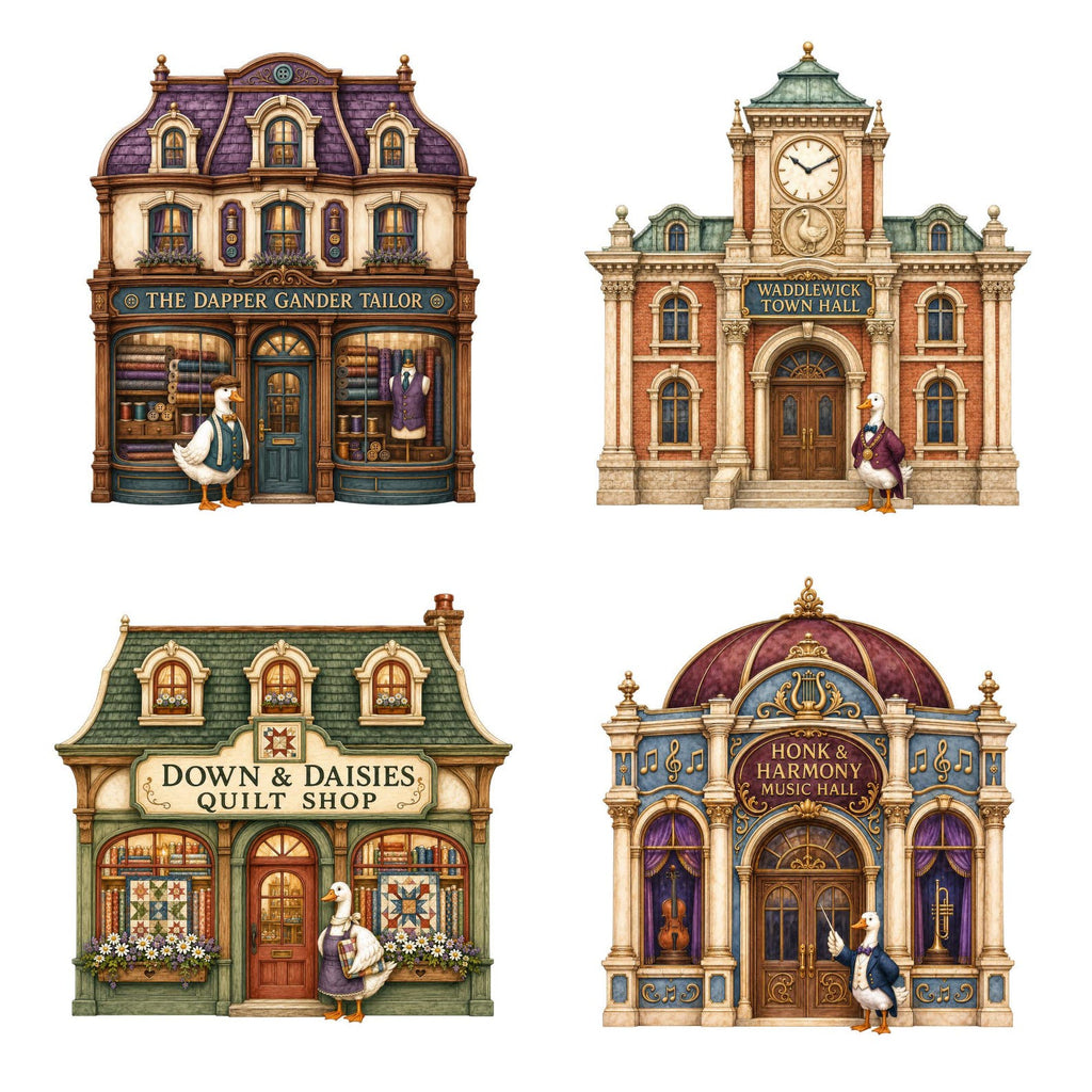 Whimsical Goose Village clipart bundle – image 4