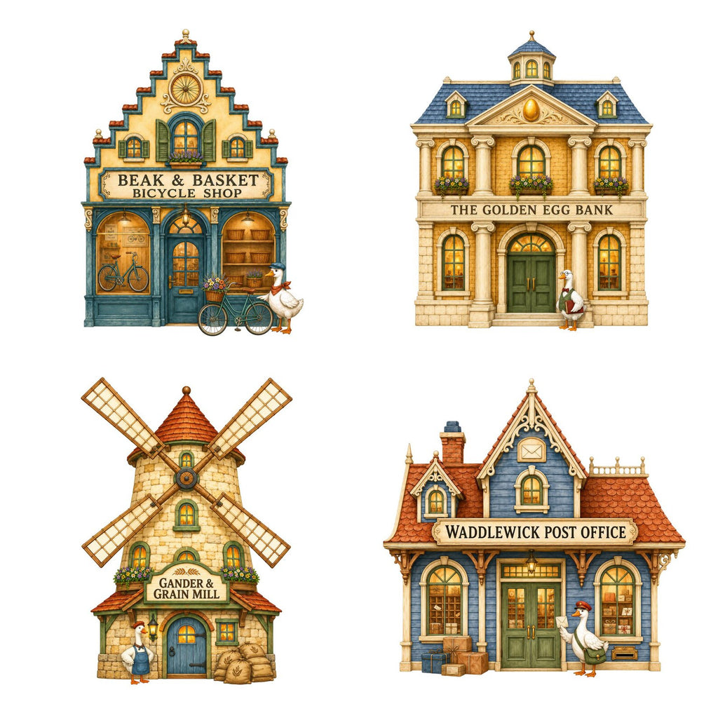 Whimsical Goose Village clipart bundle – image 5